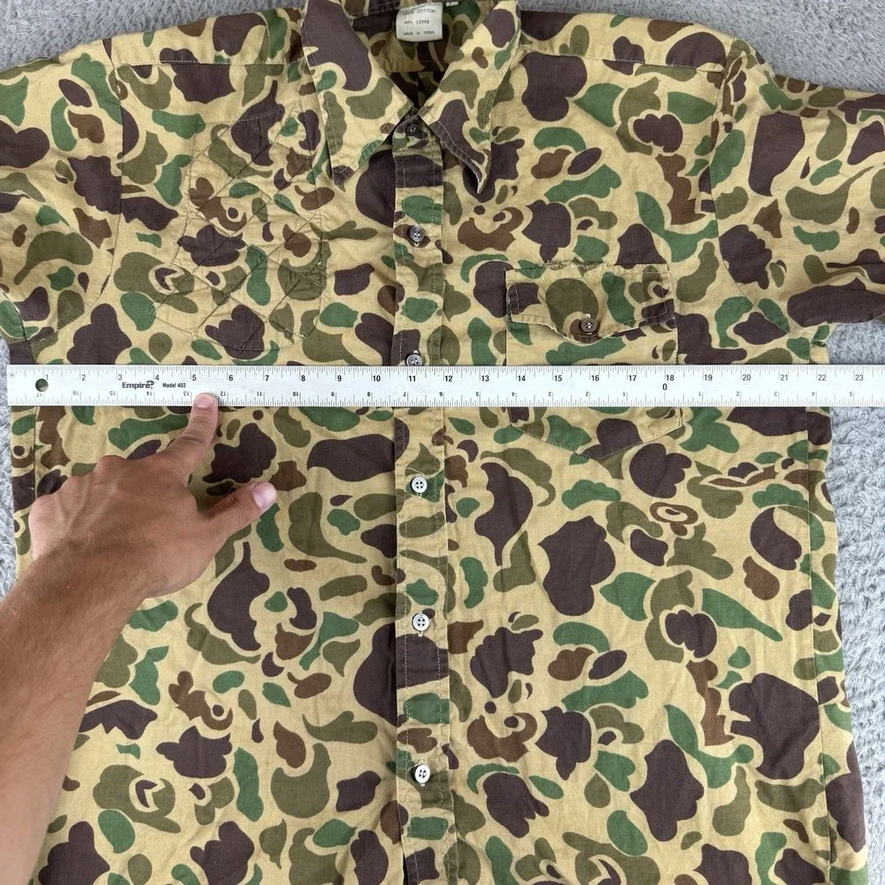 Vintage Camouflage Hunting Shirt Sz Large Camo Military Survival Frog Woodland